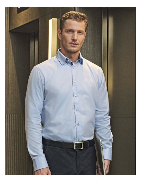 RUS-0R964M0-Men's Long Sleeve Tailored Contrast Herringbone Shirt 2